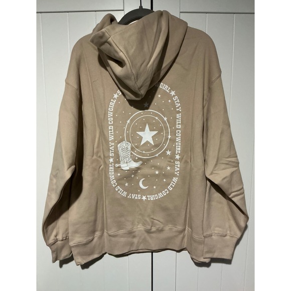 Wild Fable Womens Tan Stay Wild Cowgirl Graphic Hoodie Sweatshirt Size S - Picture 4 of 5